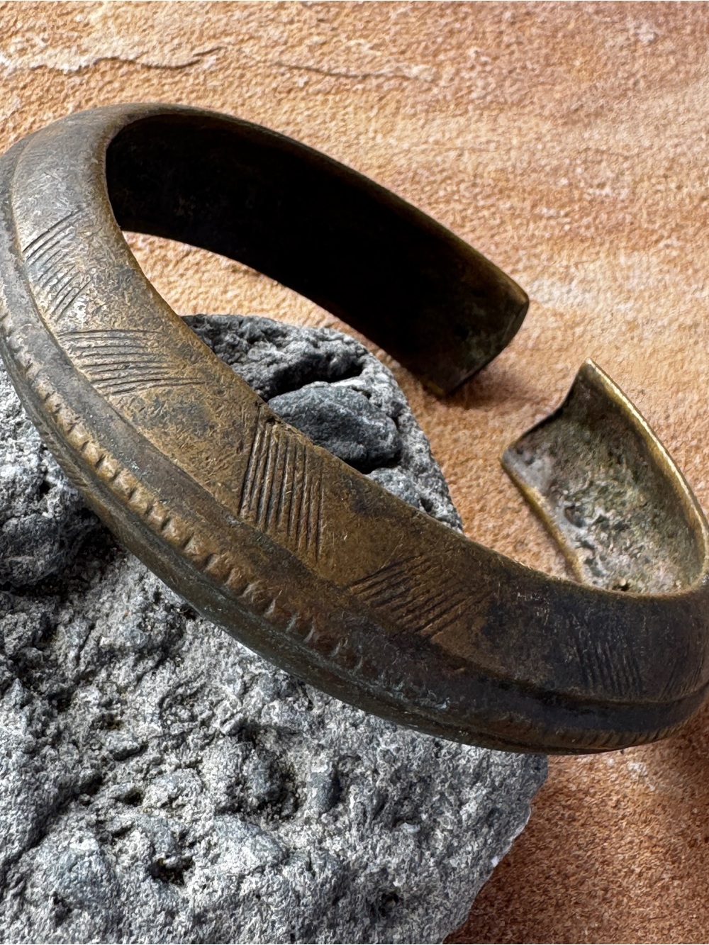 Antique Nigerian Baoule Dogon Bronze Cuff Bangle Bracelet Patina